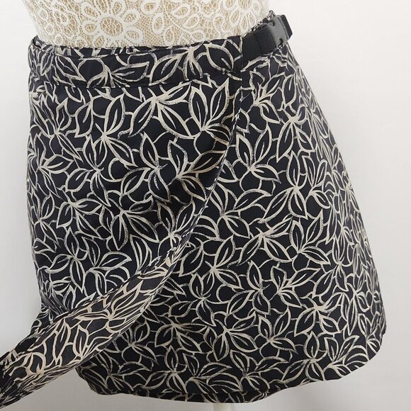 Eddie Bauer Women's Size L Black White Floral Nylon Mini Wrap Golf Skirt Sport - Picture 6 of 12